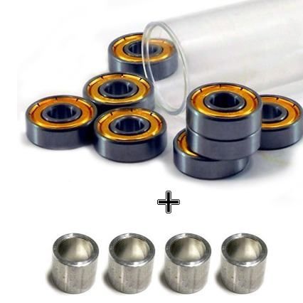 Kit 8 Rolamentos Abec 11  C/ 4 Espacadores